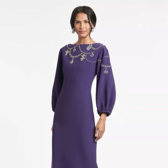Sachin & Babi Giselle Gown Dress Amethyst Purple Crystal Embellished Size 0 NEW - Picture 4 of 10